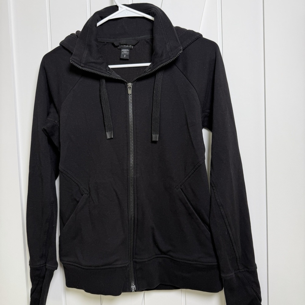 Athleta Triumph Hoodie Jacket Women's Black Size Small Activewear Sporty